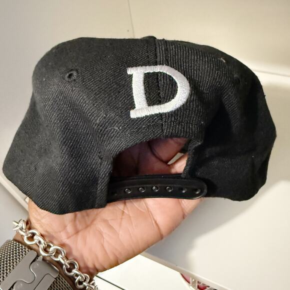 Detroit Embroidered Snapback Hat Black & White Adjustable Baseball Cap - Picture 2 of 4